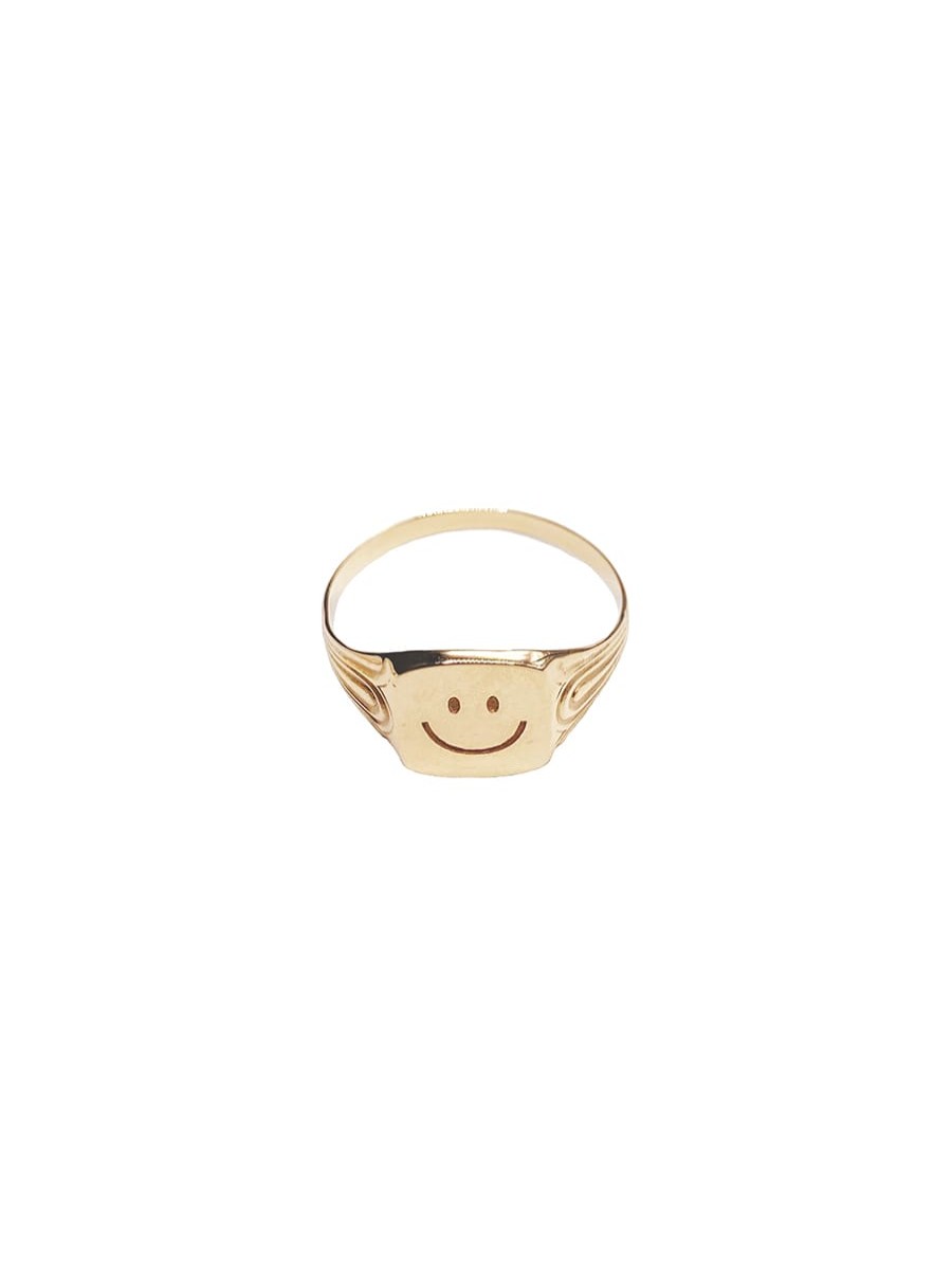 Jewelry MALAIKARAISS | Engraved Signet Ring Gold Plated