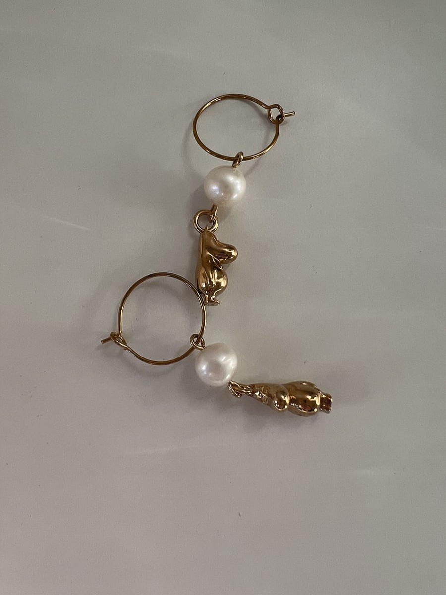 Jewelry MALAIKARAISS | Moomin® Hoop Earrings 3D Moomin & Pearl